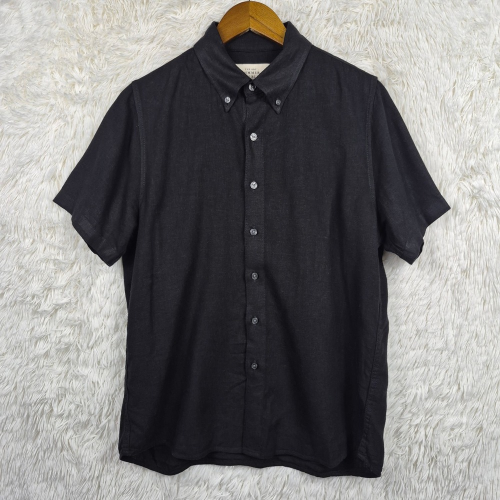 Abercrombie & Fitch Mens Black Summer Linen Blend Short Sleeve Shirt Small